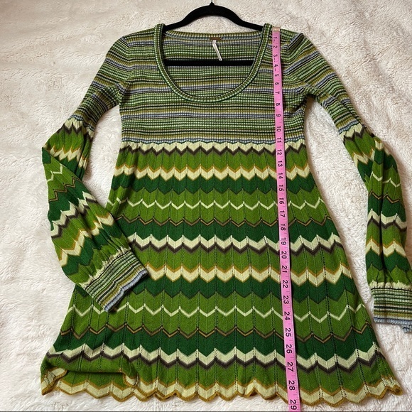 Free People Tunic Sweater Y2K Dancing Chevron Medium - Picture 13 of 13